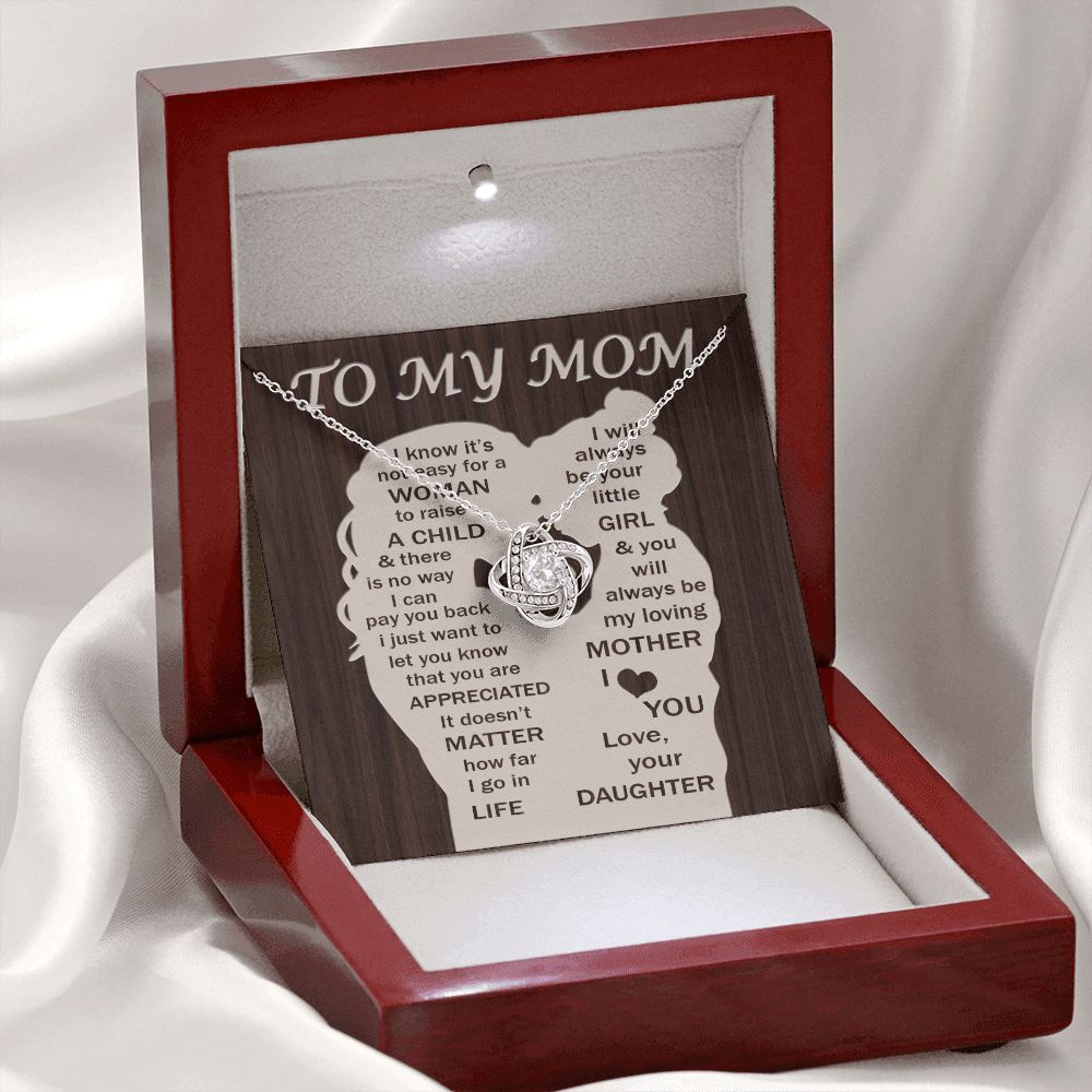 To My Mom - Your Little Girl Love Knot Necklace