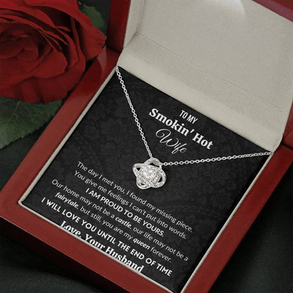 To My Smokin Hot Wife | 14K Gold Plated Love Knot Necklace