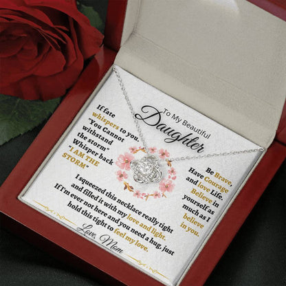 Gift for Daughter from Mom - Be Brave - Love knot Necklace