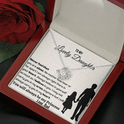 Gift For Daughter | You will always be my Princess | 14K Gold Plated Love Knot Necklace