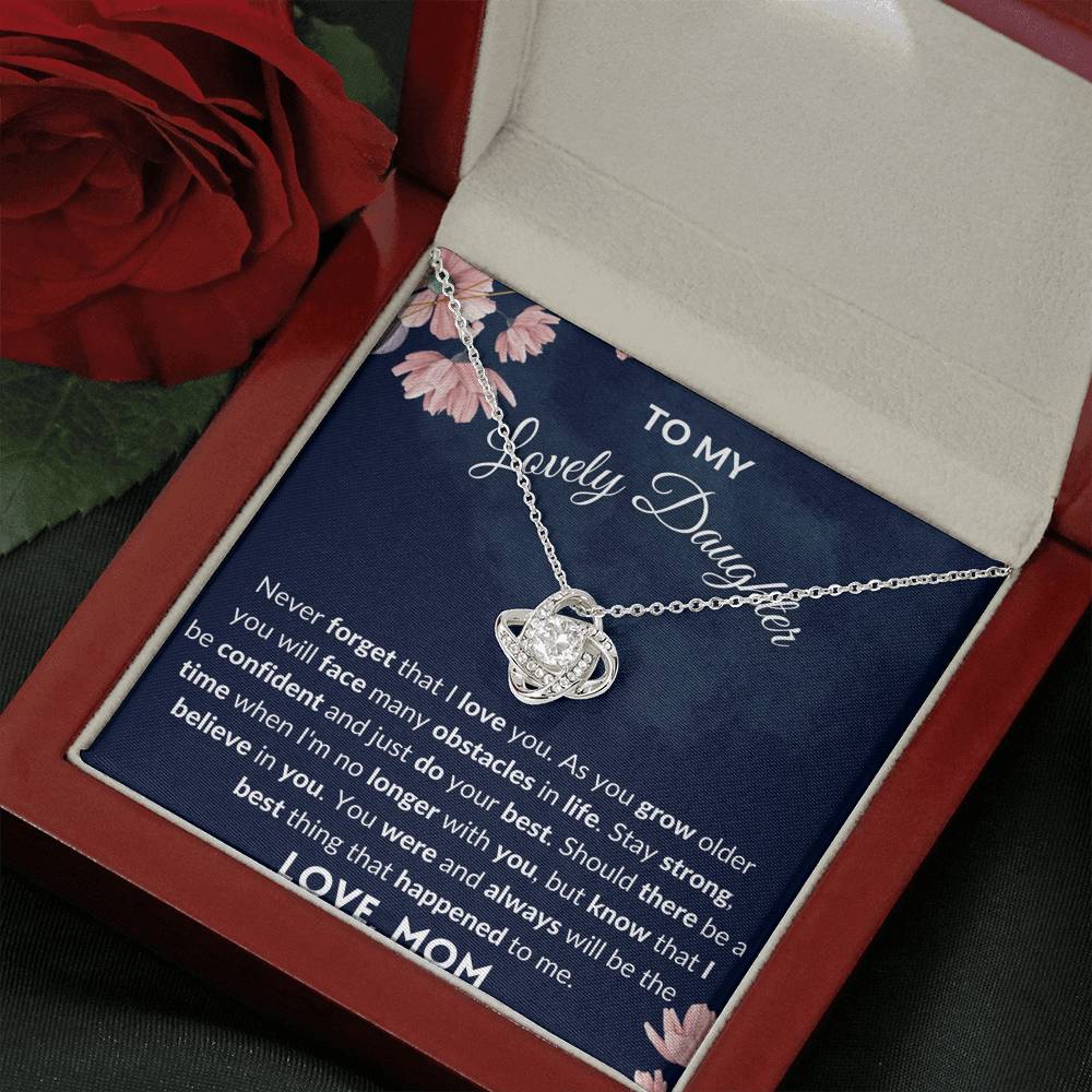 Gift for Daughter - Love Knot Necklace - Never forget that I love you