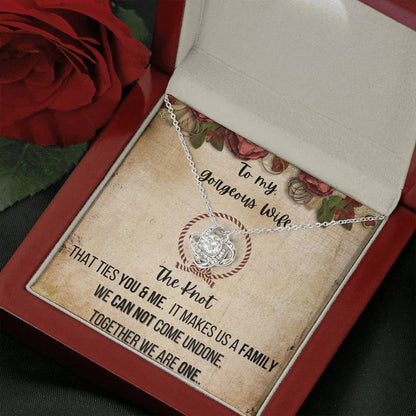 To My Gorgeous Wife 14K White Gold Plated Love Knot Necklace