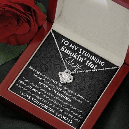 Gift for Wife | 14k White Gold Plated Love Knot Necklace | Beyond My Control