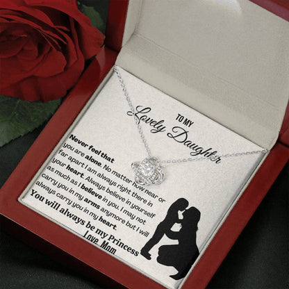 You will always be my princess | 14k White Gold plated Love Knot Necklace