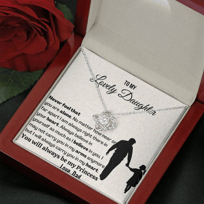 Gift For Daughter | 14k Gold Plated Love Knot Necklace | Never feel that you are alone