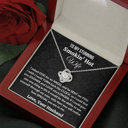 Gift for Wife | 14K gold plated Love Knot Necklace | I asked God for an Angel