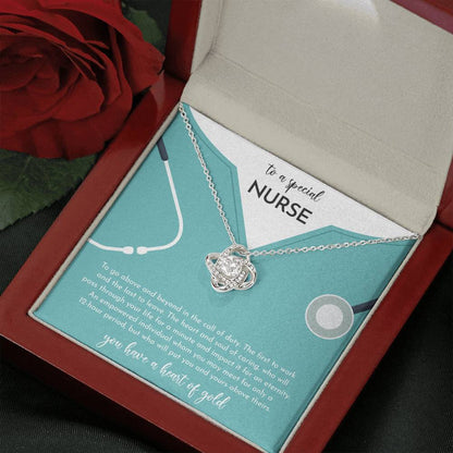 A SPECIAL NURSE - CARD Love Knot Neclace