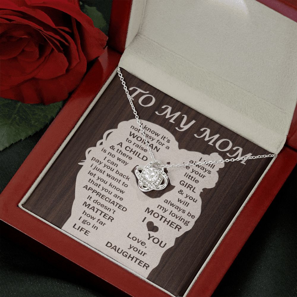 To My Mom - Your Little Girl Love Knot Necklace