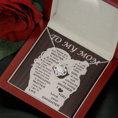 To My Mom - Your Little Girl Love Knot Necklace
