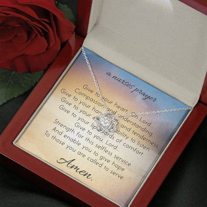 A NURSES PRAYER - CARD Love Knot Neclace
