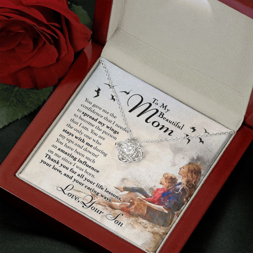 To My Mom - Spread My Wings Love Knot Necklace