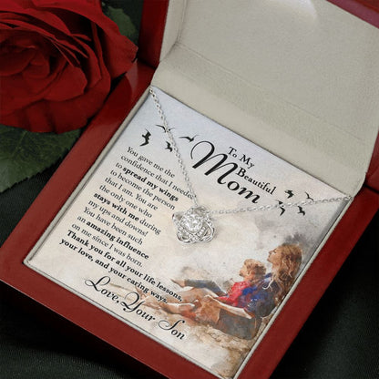 To My Mom - Spread My Wings Love Knot Necklace