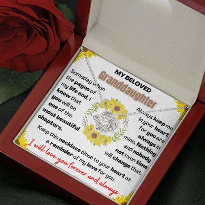 Keepsake for Granddaughter - Love Knot Necklace with Heartwarming Message card