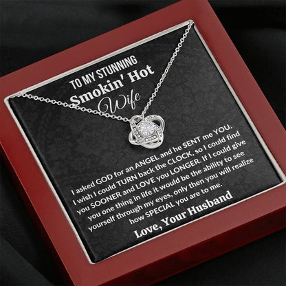 Gift for Wife | 14K gold plated Love Knot Necklace | I asked God for an Angel