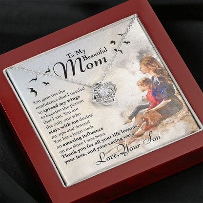 To My Mom - Spread My Wings Love Knot Necklace