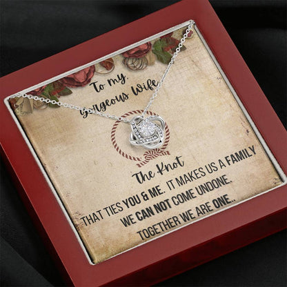 To My Gorgeous Wife 14K White Gold Plated Love Knot Necklace