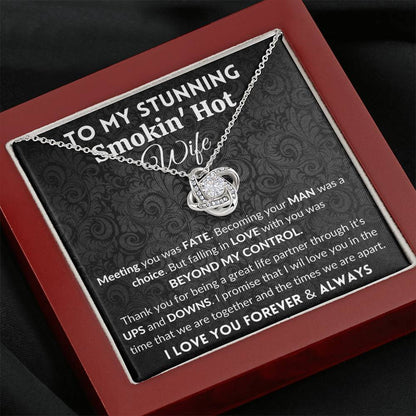 Gift for Wife | 14k White Gold Plated Love Knot Necklace | Beyond My Control