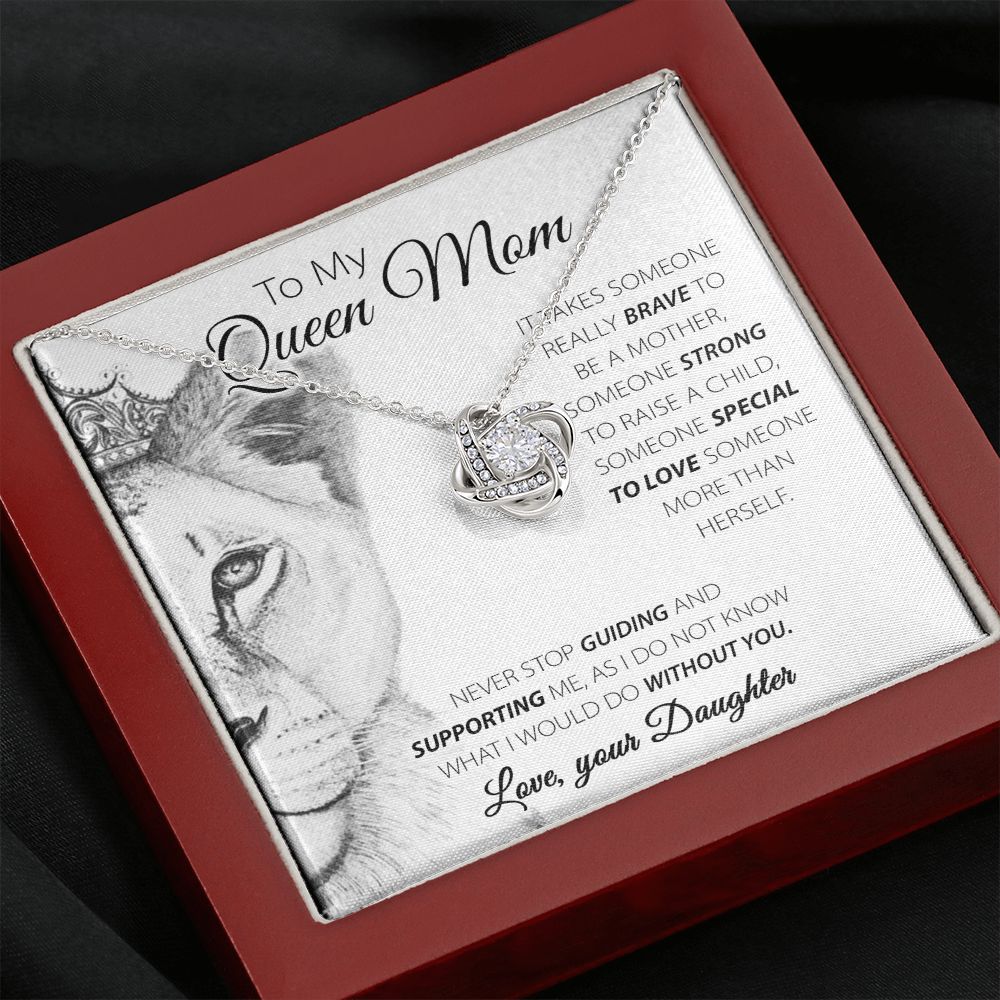 To My Queen Mom Love Knot Neclkace