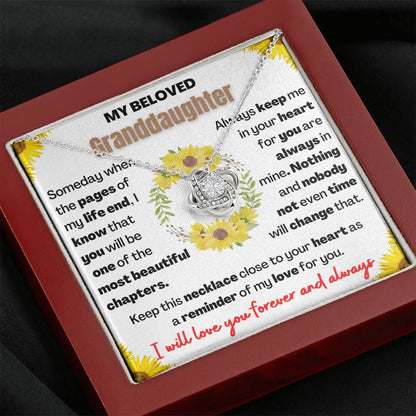 Keepsake for Granddaughter - Love Knot Necklace with Heartwarming Message card