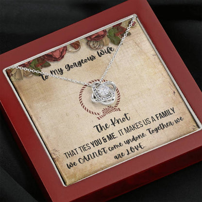 Gift For Wife 14k White Gold Plated Love Knot Necklace