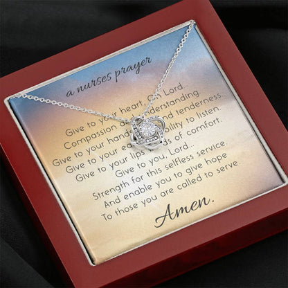 A NURSES PRAYER - CARD Love Knot Neclace