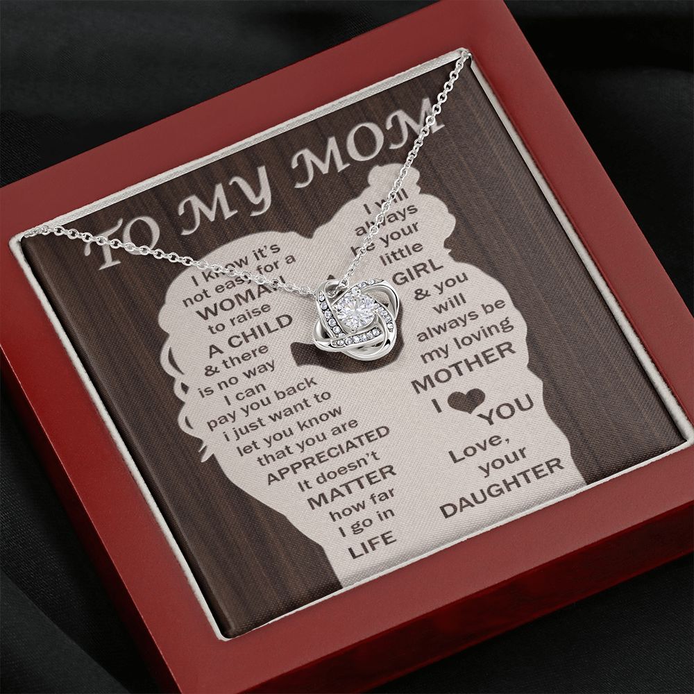 To My Mom - Your Little Girl Love Knot Necklace