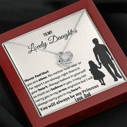 Gift For Daughter | You will always be my Princess | 14K Gold Plated Love Knot Necklace