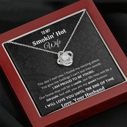 To My Smokin Hot Wife | 14K Gold Plated Love Knot Necklace