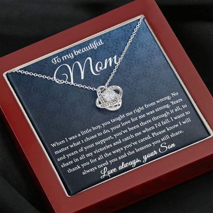 To My Mom - You Taught Me Love Knot Necklace