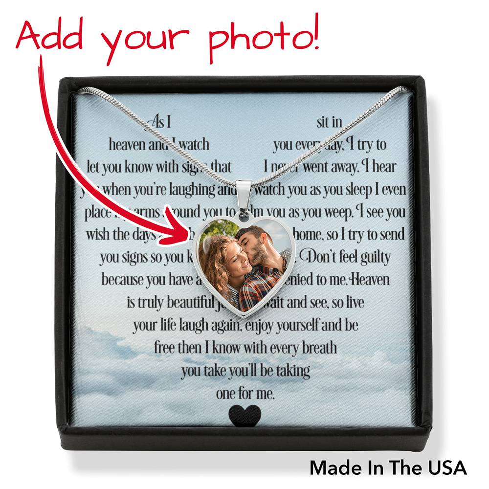 Personalize With Photo Remembrance Necklace With Heartfelt Message Card + Engraving Available