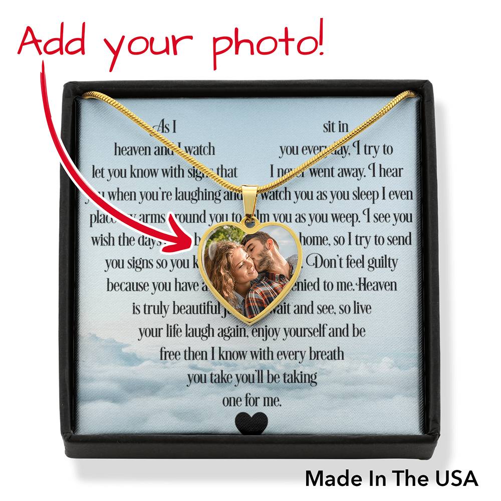 Personalize With Photo Remembrance Necklace With Heartfelt Message Card + Engraving Available
