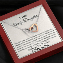Load image into Gallery viewer, To My Lovely Daughter | Be stronger than the storm | Interlocking hearts necklace
