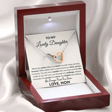Load image into Gallery viewer, To My Lovely Daughter | Be stronger than the storm | Interlocking hearts necklace
