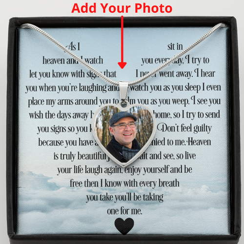 Personalize With Photo Remembrance Necklace With Heartfelt Message Card + Engraving Available
