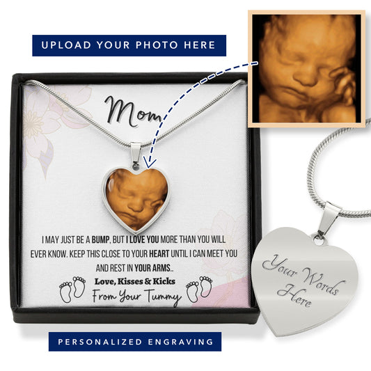 Gift For Expecting Moms Personalized Photo Necklace With Message Card + Optional Enraving